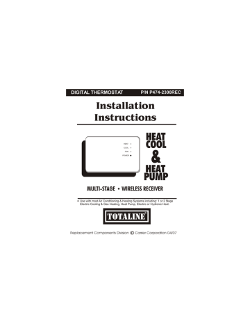 Manual Totaline Install P474 2300rec Rev 2 Manualzz Manual Totaline Install P474 2300rec, Totaline Thermostat Wiring Diagram P374