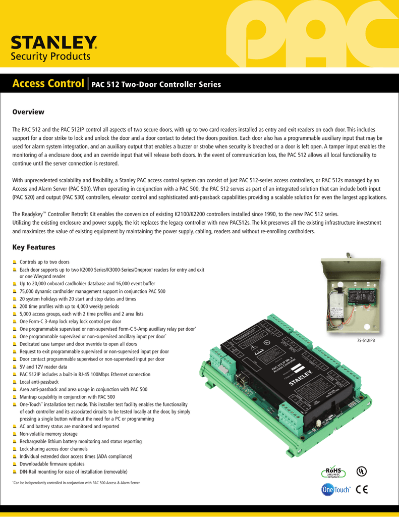 Access Control PAC 512 TwoDoor Controller Series Manualzz