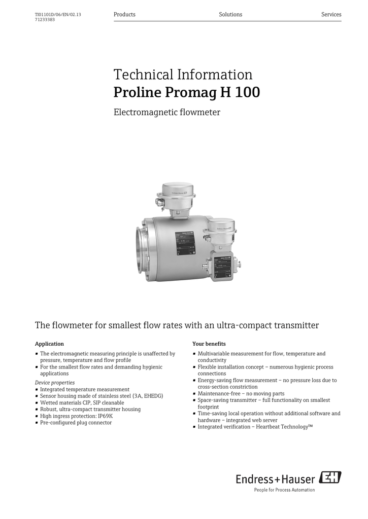 Proline Promag H 100 | Manualzz