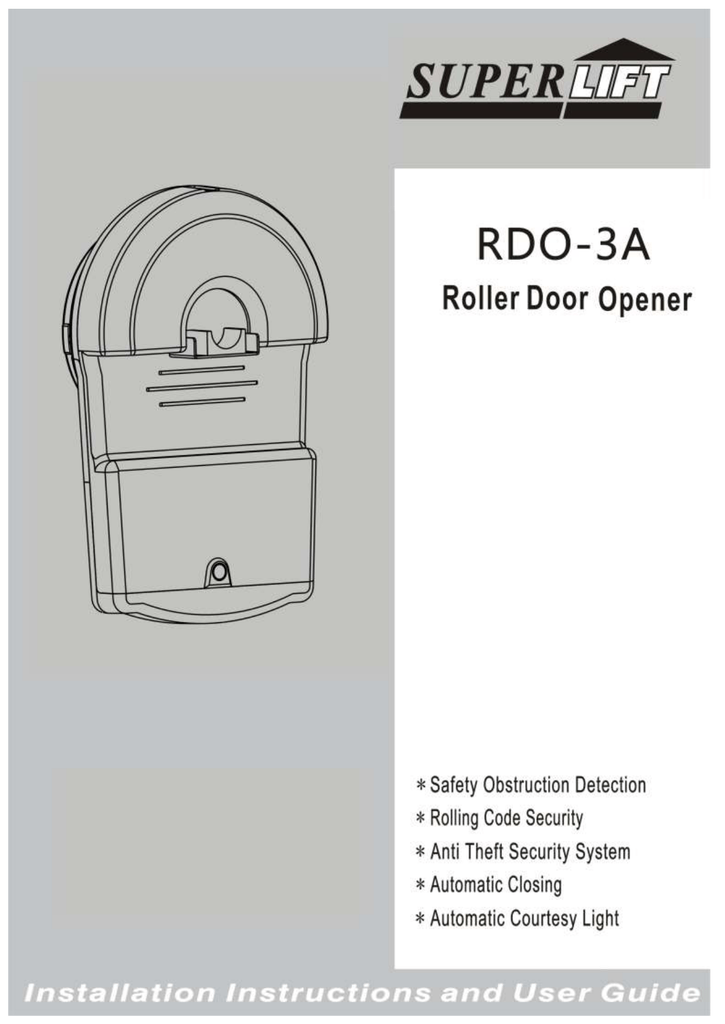 Superlift RDO 3A Superlift Garage Door Openers Manualzz