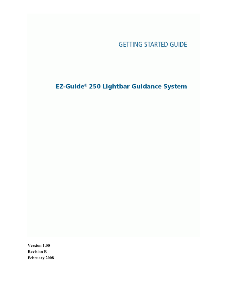 EZGuide 250 Lightbar Guidance System Getting Started Guide Manualzz