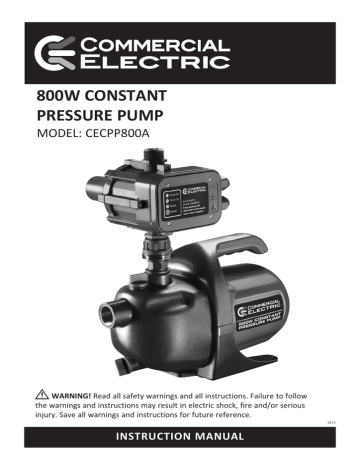 Commercial Electric Constant Pressure Pump CECPP800A Instruction Manual ...