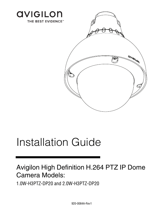 Avigilon 2.0W-H3PTZ-DP20 Installation Manual | Manualzz