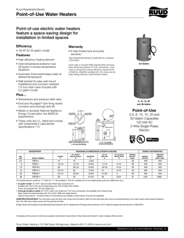 ruud pacemaker gas water heater