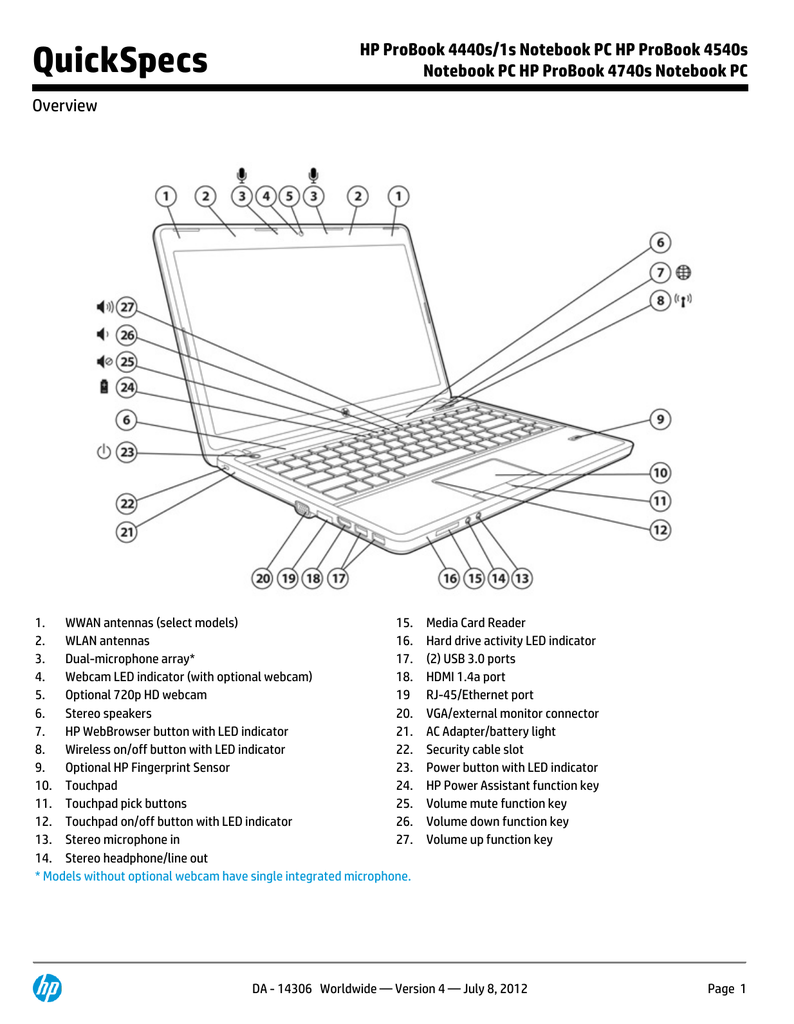 HP ProBook 4440s/1s Notebook PC HP ProBook | Manualzz