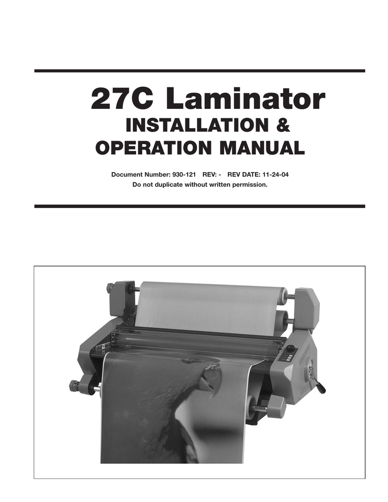 27C Roll Laminator Operators Manual Manualzz