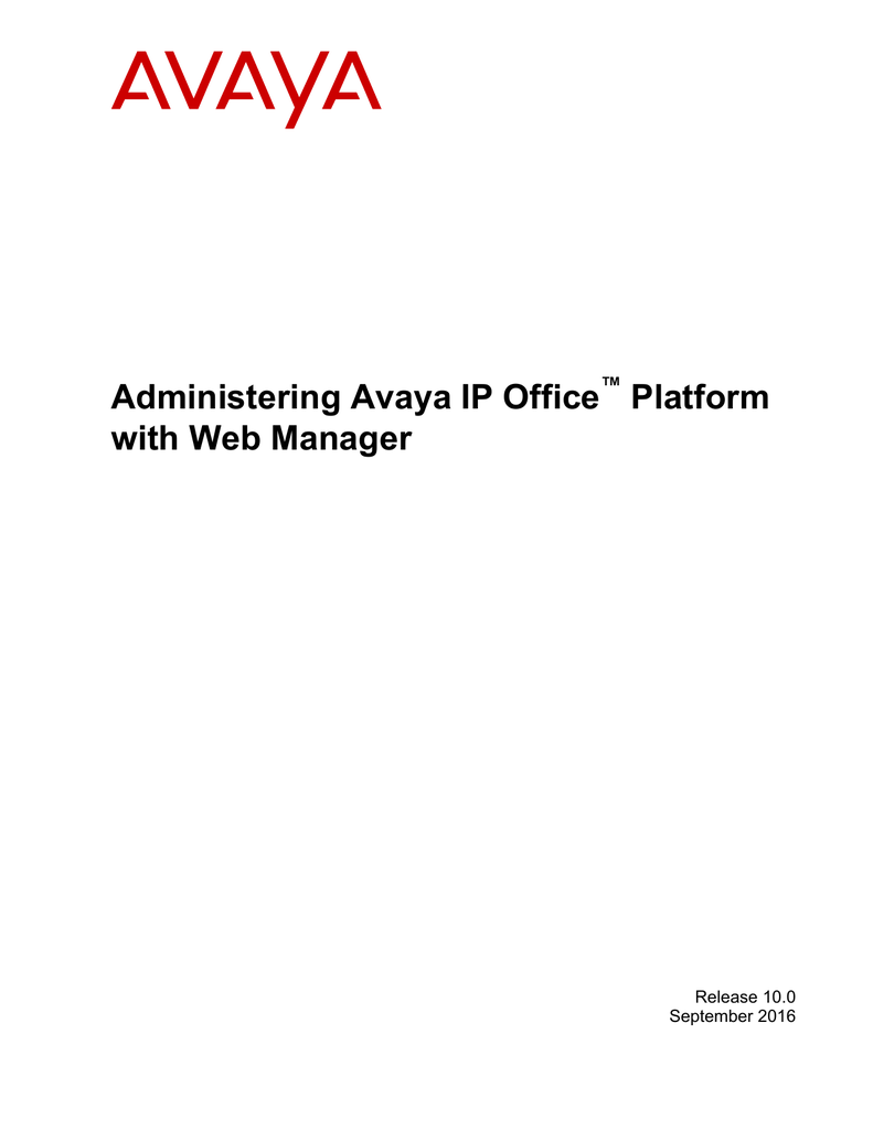 Administering Avaya IP Office Platform with Web Manager | Manualzz