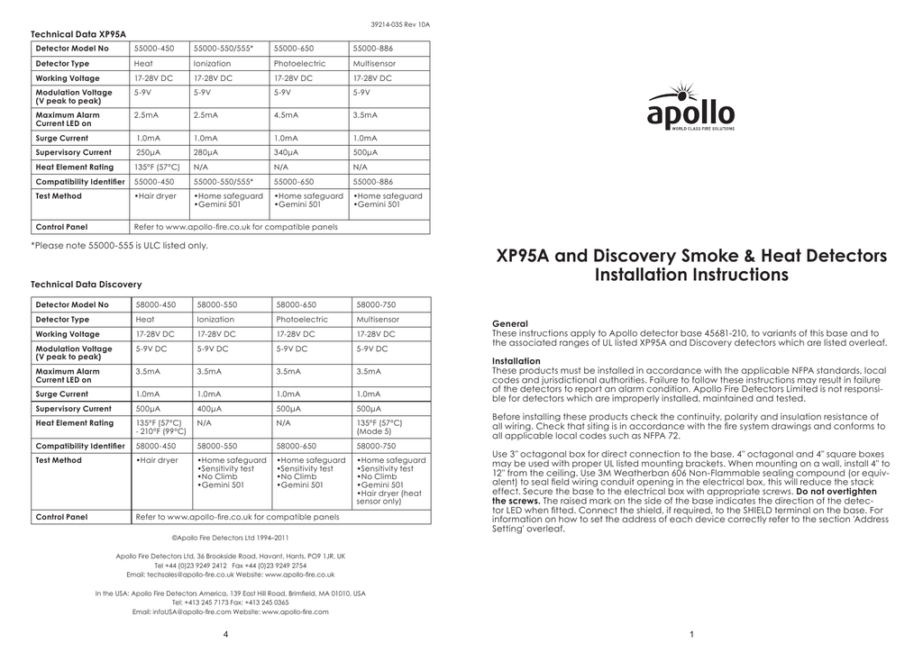 xp95a and discovery smoke and heat detectors  manualzz