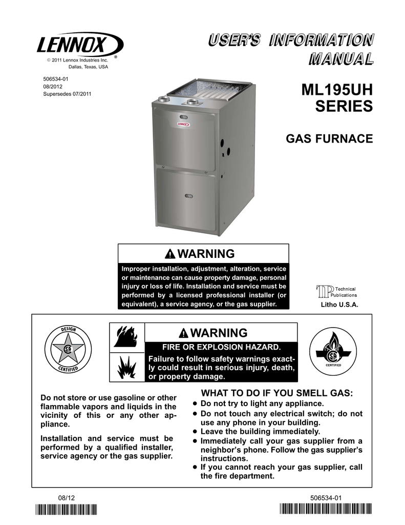 Lennox ML193UH User's Information Manual | Manualzz