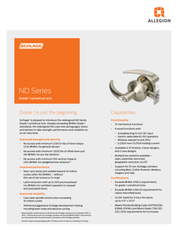 Schlage ND Data Sheet | Manualzz