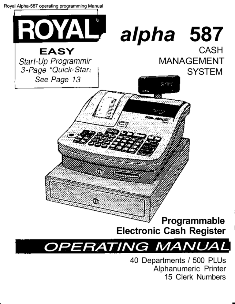 Royal Alpha-587 operating programming Manual | Manualzz