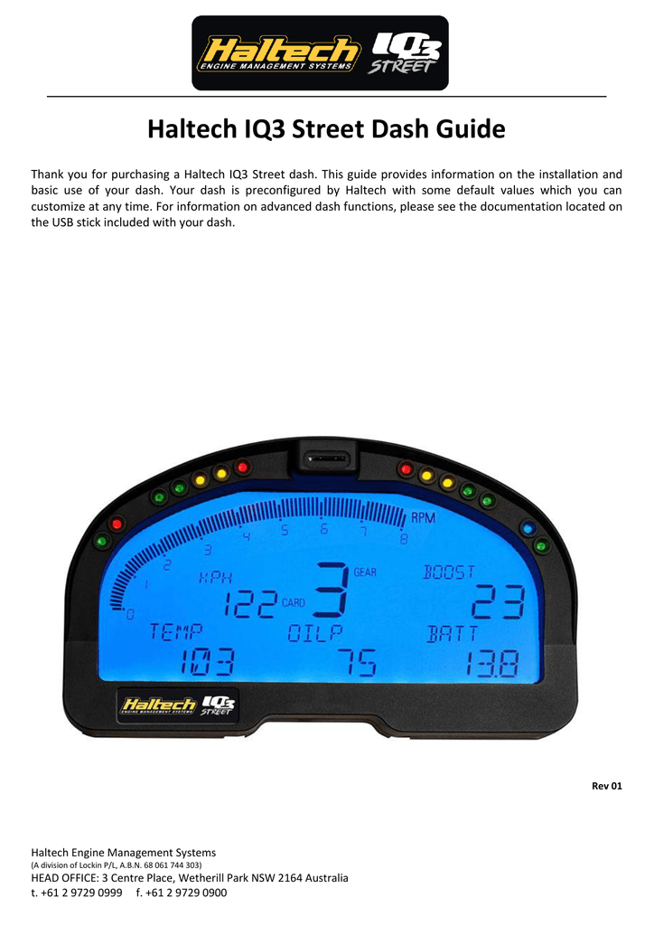 Haltech Iq3 Street Dash Guide Manualzz