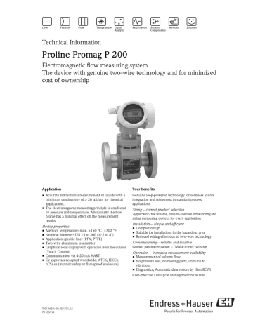 ENDRESS+HAUSER Proline Promag P 200 Technical Information | Manualzz