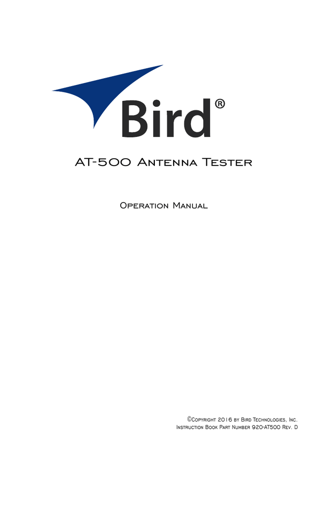 920AT500, AT500 Antenna Tester Manualzz