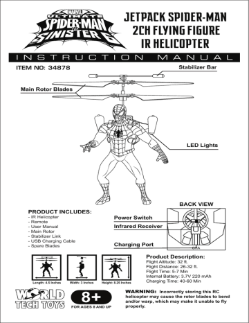 SPIDER-MAN 2CH FLYING FIGURE IR HELICOPTER MANUAL V1 | Manualzz