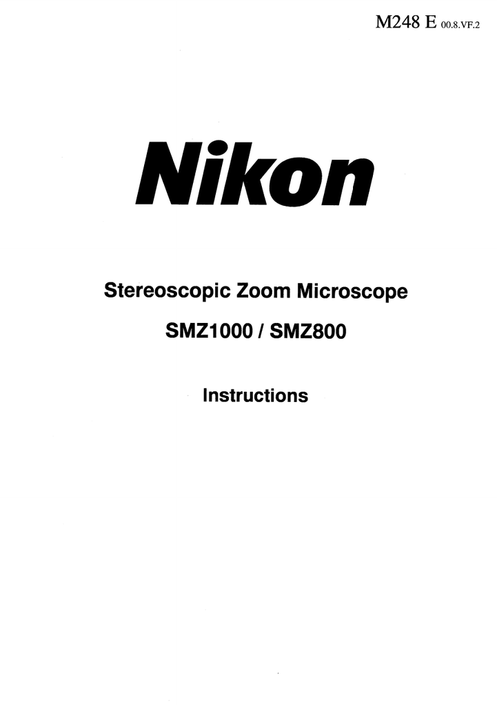 Page 1 M248 E 0 8 Vf 2 Nikon Stereoscopic Zoom Microscope Manualzz