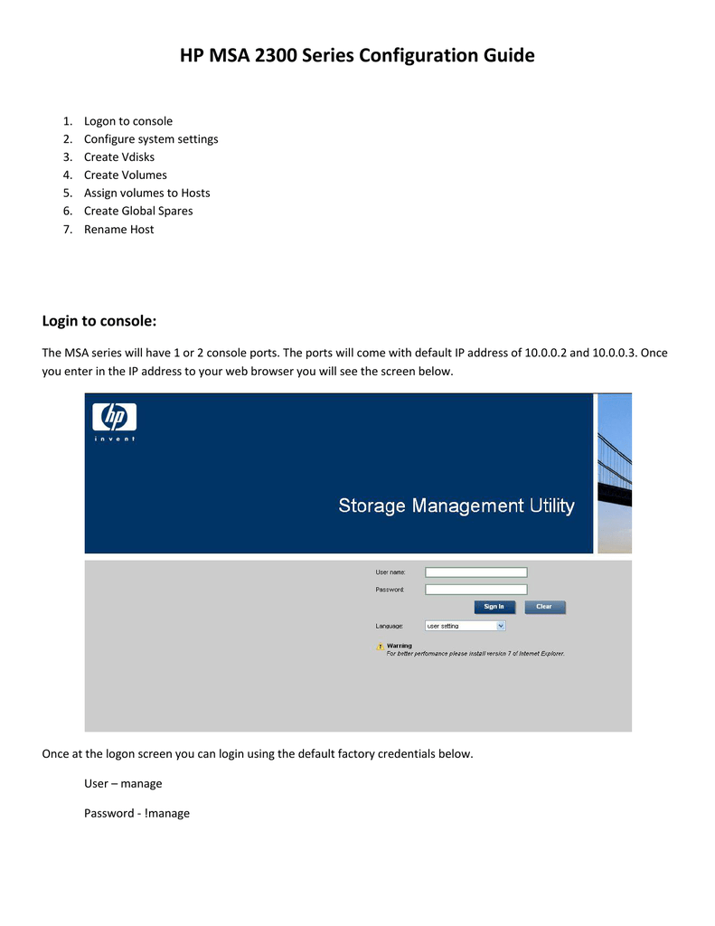 Hp Msa 2300 Series Configuration Guide Manualzz