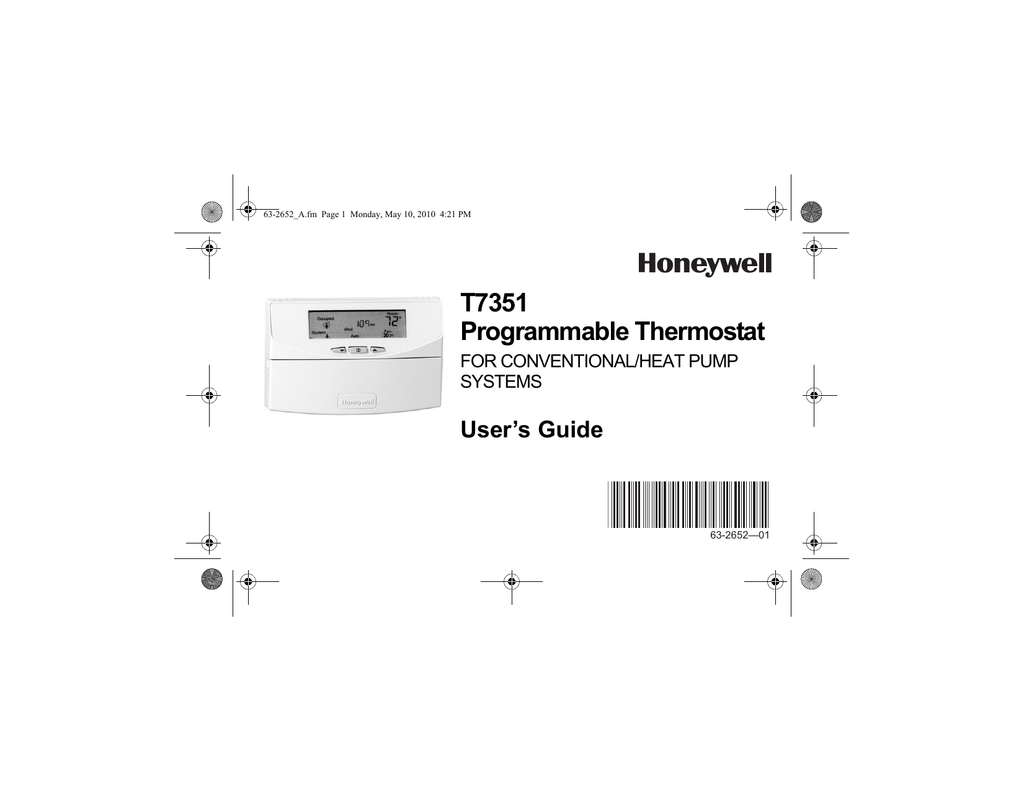 Honeywell PROGRAMMABLE THERMOSTAT User manual Manualzz