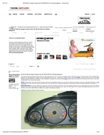 Welcome to Honda-Tech BlueIntegraBoy | Manualzz | Acura Integra Instrument Cluster Wiring Diagram | | Manualzz