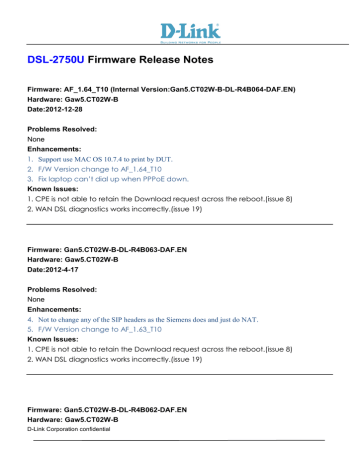 dsl 2750u firmware version