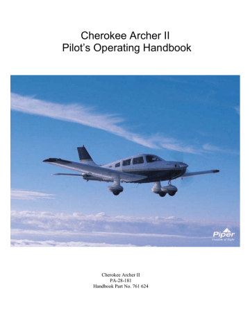 Piper Cherokee Archer II Operating Handbook | Manualzz