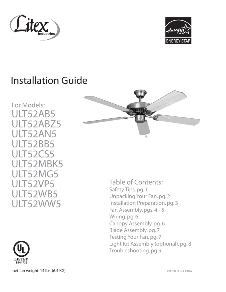 Installation Guide Ult52ab5 Ult52abz5 Ult52an5 Ult52bb5