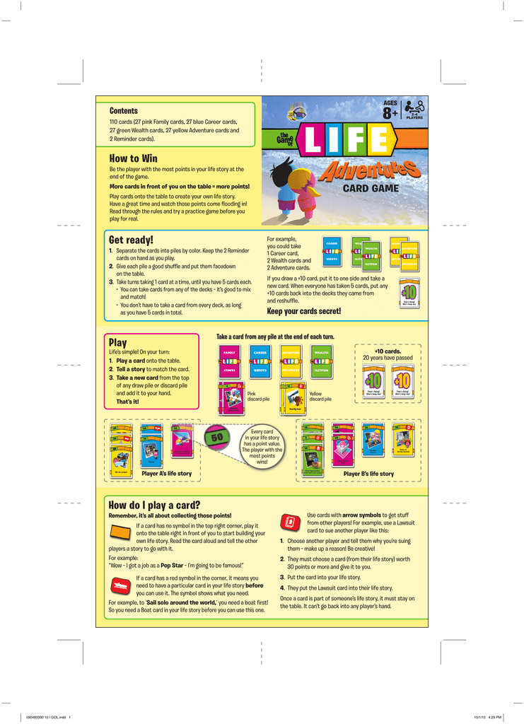 Life Board Game Rules - The Game of Life, PDF, Insurance