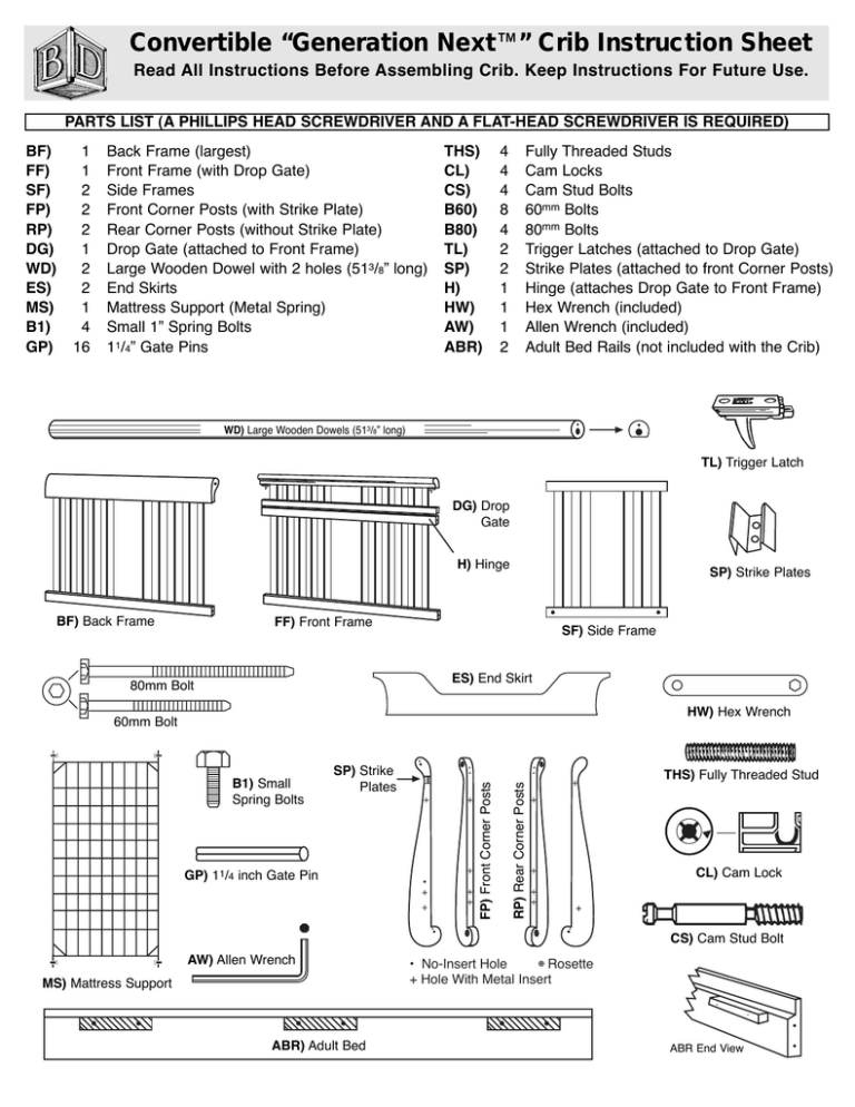 “Generation Next™” Crib Instruction Sheet Manualzz