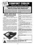 Comfort Cooler Whole House Fan User Manual