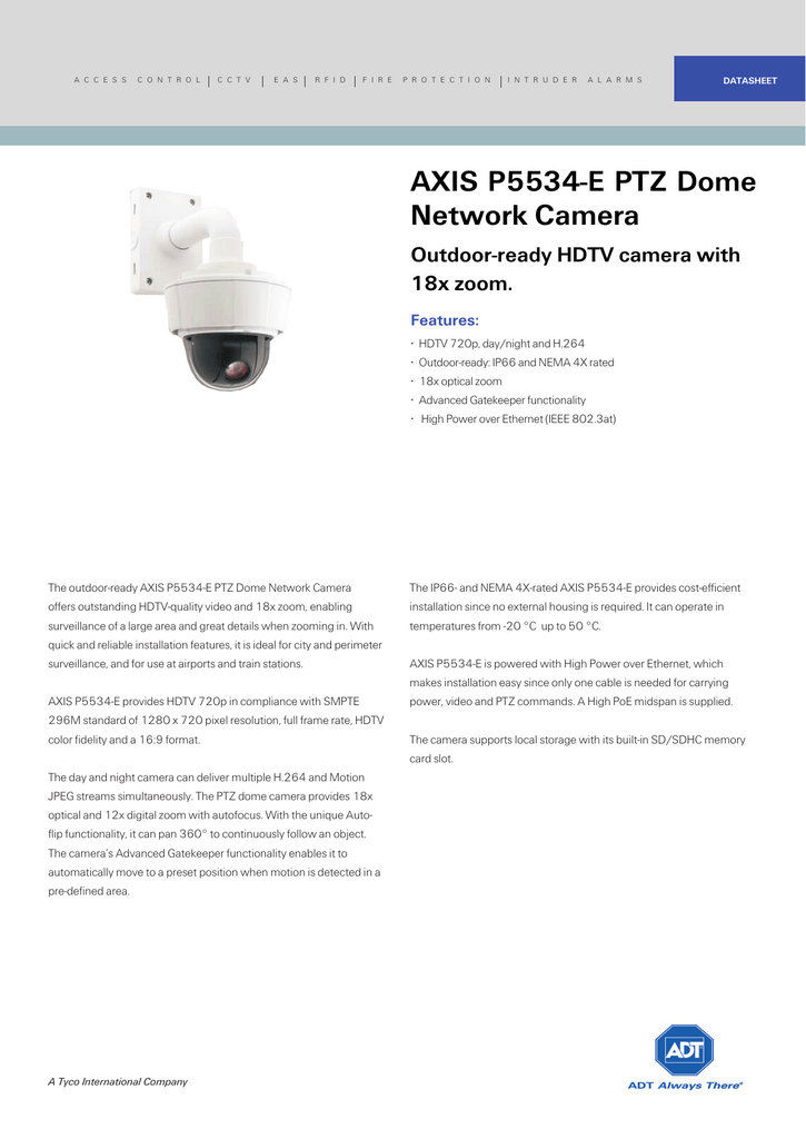 Axis p5534 network sales camera