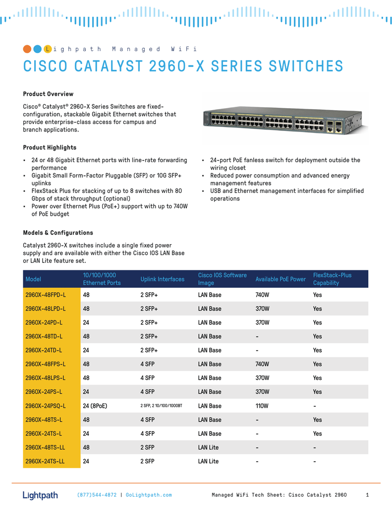 Cisco Catalyst 2960 X Series Switches Manualzz