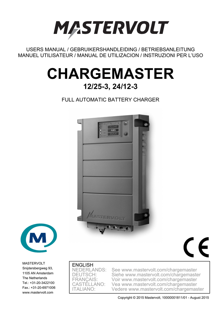 Mastervolt ChargeMaster 12/25-3 Cargador de baterías 12V 25A 