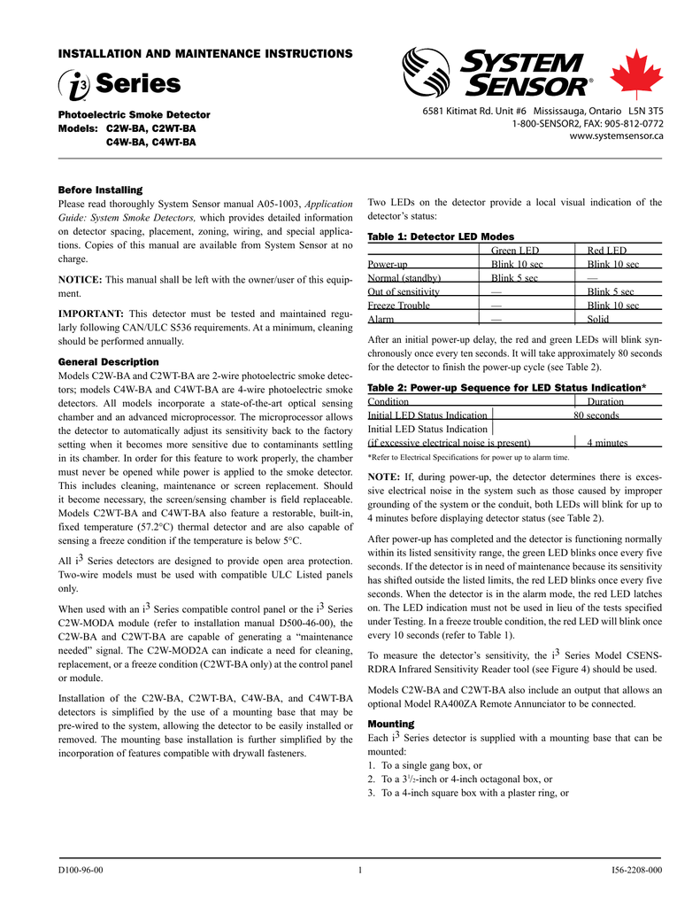 Series System Sensor Canada Manualzz