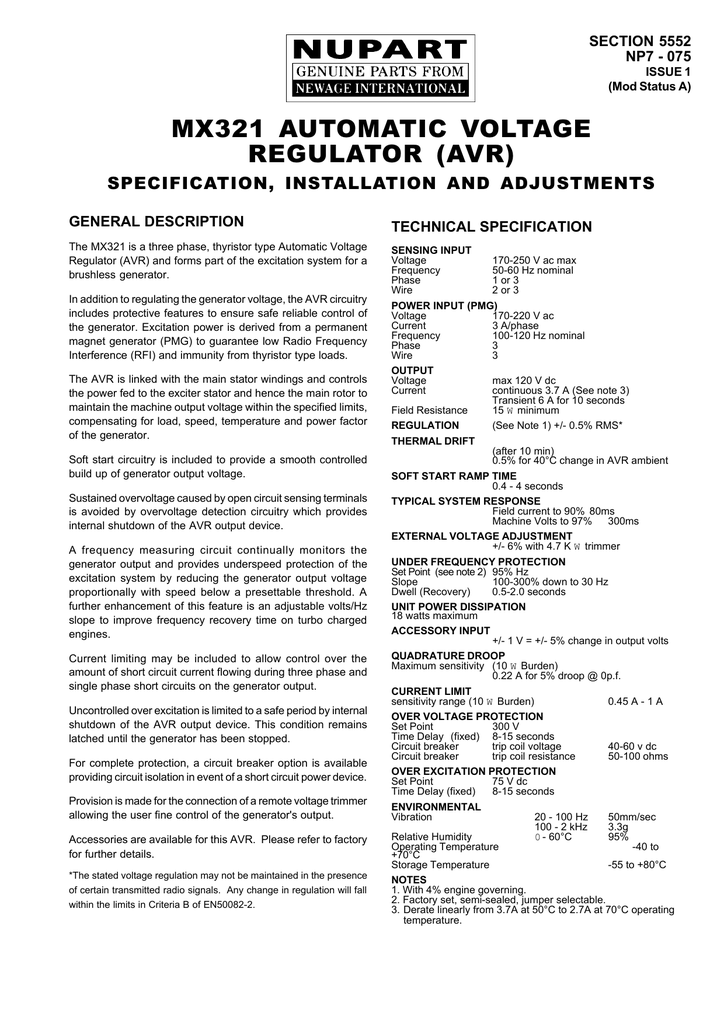 Mx321 Automatic Voltage Regulator Avr Manualzz