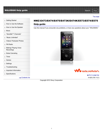 Sony NWZE474RED MP3 Player User manual | Manualzz