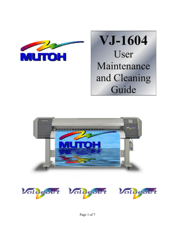 MUTOH VJ-1604 User Maintenance And 