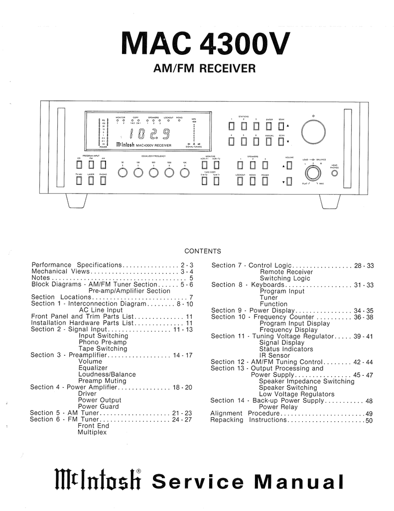 Mcintosh Mac 4300v Service Manualzz