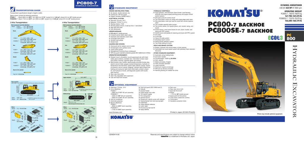 PC800-7 - Komatsu | Manualzz