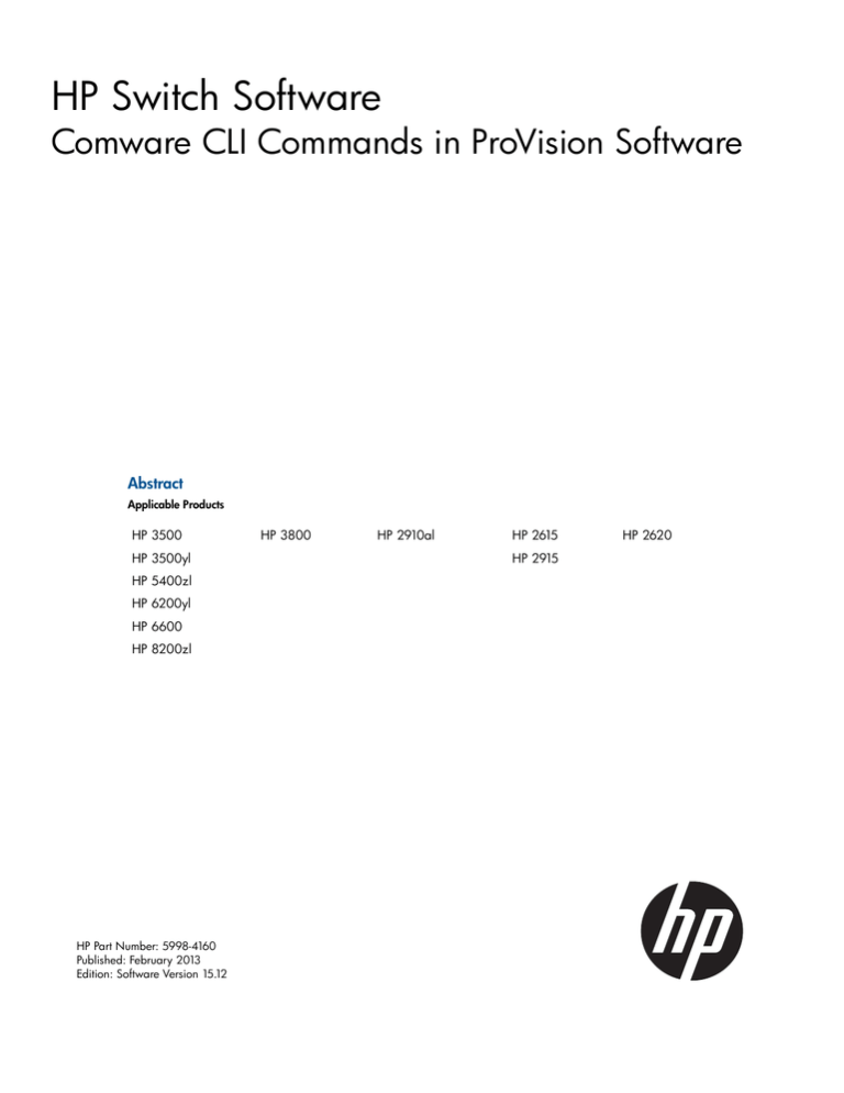 HP Switch Software Comware CLI Commands in Manualzz