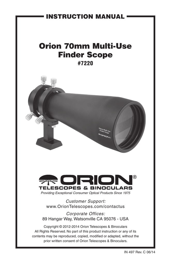 Orion 70mm MultiUse Finder Scope Manualzz