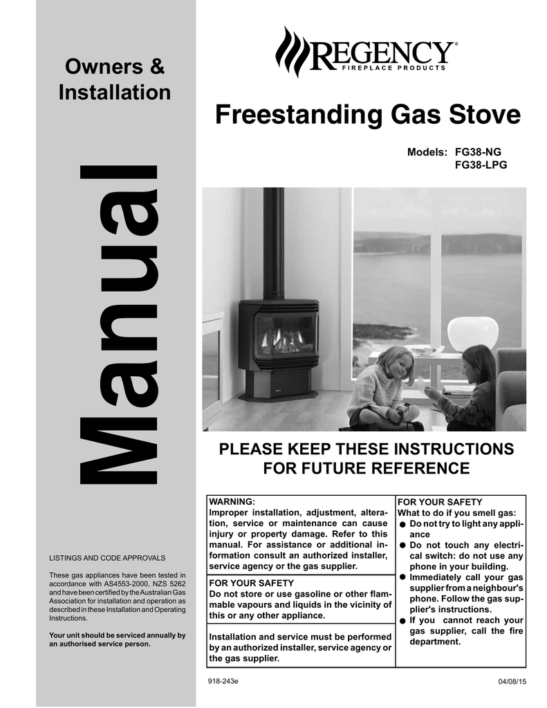 Regency FG38 Freestanding Gas Stove Manual Manualzz