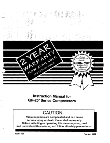 Quincy Compressor QR-25 390 Instruction manual | Manualzz