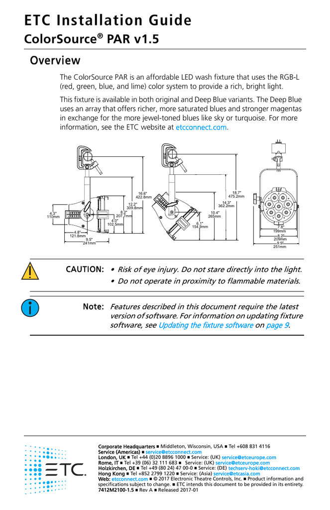 ColorSource® PAR v1.5 Installation Guide Manualzz