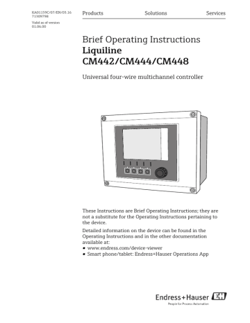 Endres+Hauser Liquiline CM442/CM444/CM448 Short Instruction | Manualzz