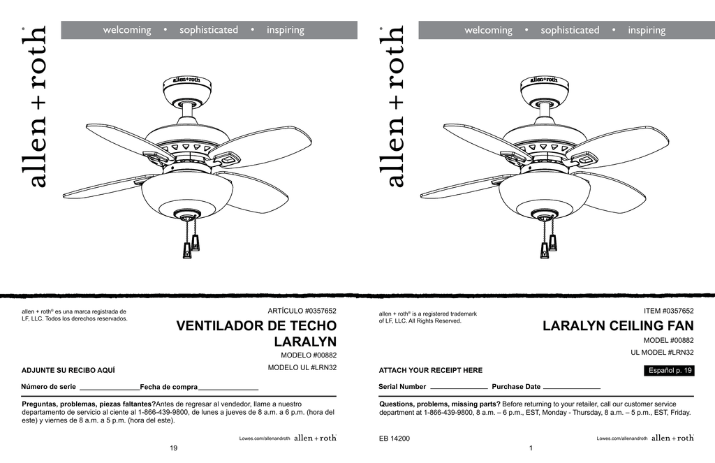 Laralyn Ceiling Fan Ventilador De Techo Laralyn Manualzz Com