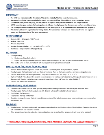 EdenPURE 1000 Heater Troubleshooting guide | Manualzz