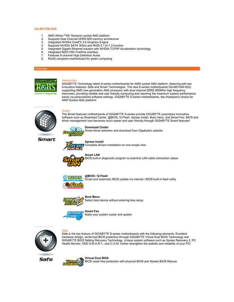 Ga M51gm S2g 1 Amd Athlon 64 Sempron Socket Am2 Platform Manualzz