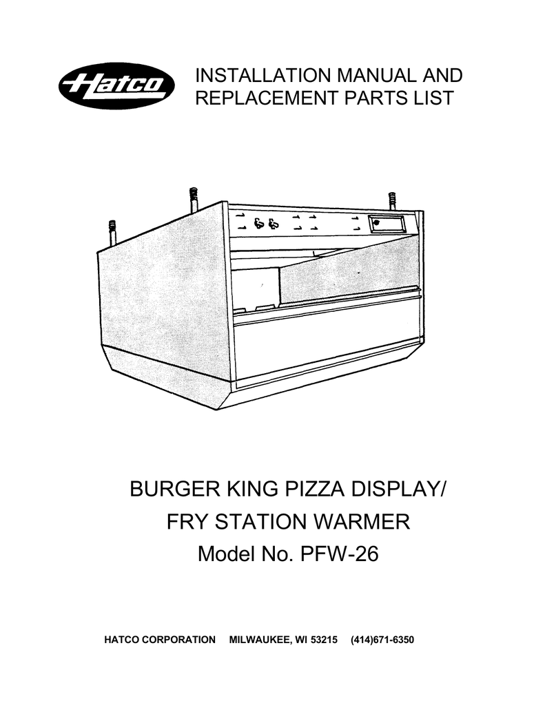 Burger King Pizza Display Fry Station Warmer Model Manualzz