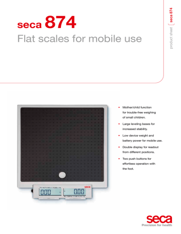  Seca 874 Digital Flat Scale for Mobile Use with Push