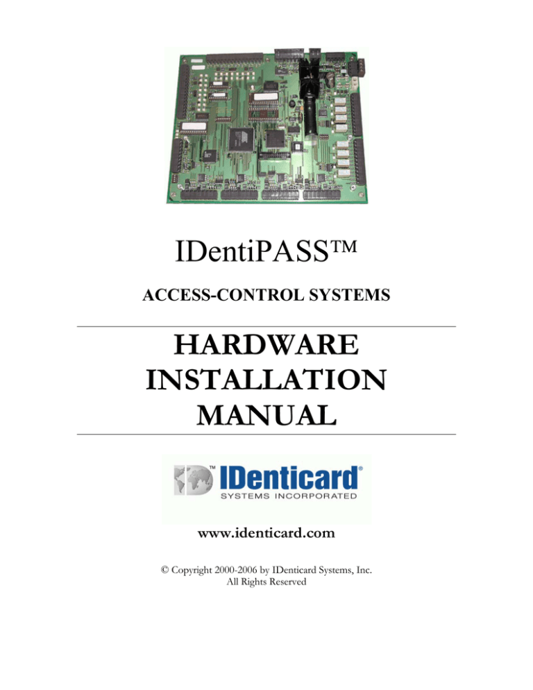 IDentiPASS™ HARDWARE INSTALLATION MANUAL | Manualzz